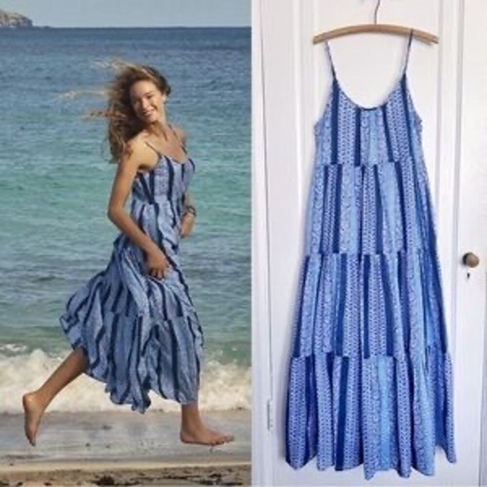 Roller Rabbit Large Barre Dakota Maxi Dress Paisley Nautical Beachy Vacation